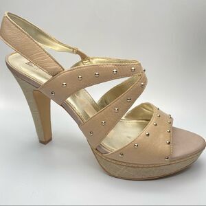 Anne Klein Florissa Leather Platform Sandals Heels